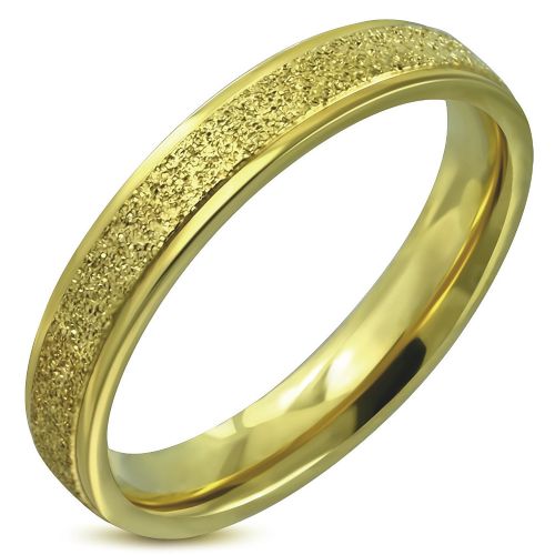 Pieskovaný prsteň z chirurgickej ocele, zlatá farba - 5 mm