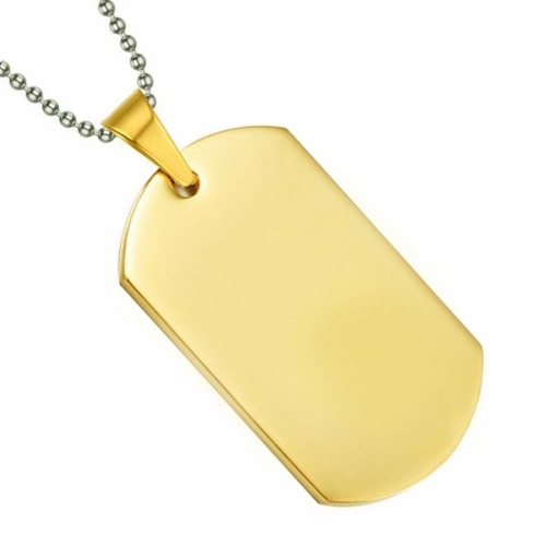 Prívesok vojenská známka zlatej farby z chirurgickej ocele - 50x28 mm