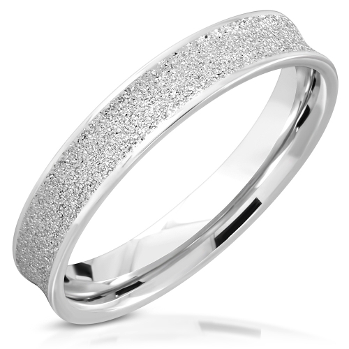Sedlový pieskovaný prsteň z ocele,  strieborná farba - 4 mm