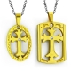 Prívesok pre dvoch z ocele, dve známky zlatej farby, kríž a zirkón