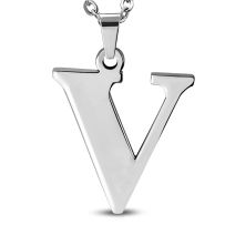 Písmenko "V" na retiazku, prívesok z chirurgickej ocele