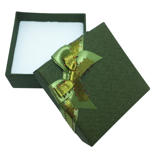 Zelená krabička na šperky, mašľa a jemná potlač
