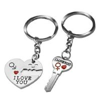 Kľúčenky pre dvoch, srdce a kľuč, nápis "I LOVE YOU", gravírovanie