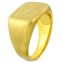 Pečatný hranatý prsteň, chirurgická oceľ zamatovej zlatej farby