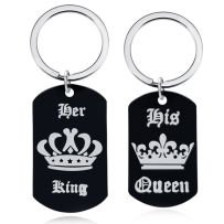 Kľúčenky pre dvoch, známky, nápis "His Queen" a "Her King", korunky