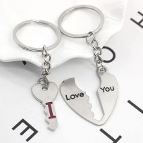 Kľúčenky pre zamilovaných, srdce a kľuč, nápis "I LOVE YOU", číry zirón