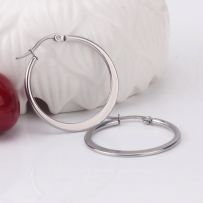 Ploské okrúhle náušnice pre ženu z ocele, strieborná farba - 40 mm